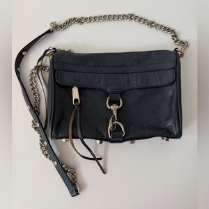 Rebecca Minkoff Mini MAC Convertible Leather Crossbody Bag in Navy Blue